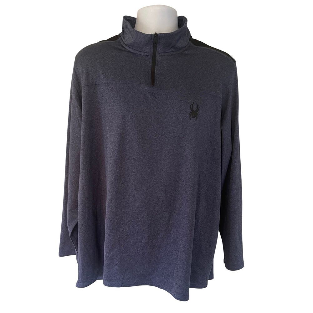Spyder Active Men's Pullover Quarter Zip Long Sleeve Shirt‎ Blue XXL